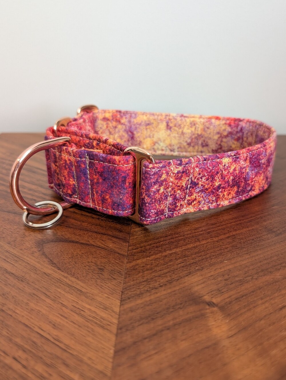 Handmade 1.5" Martingale Dog Collar | Watercolor Print | 19" Max | Adjustable